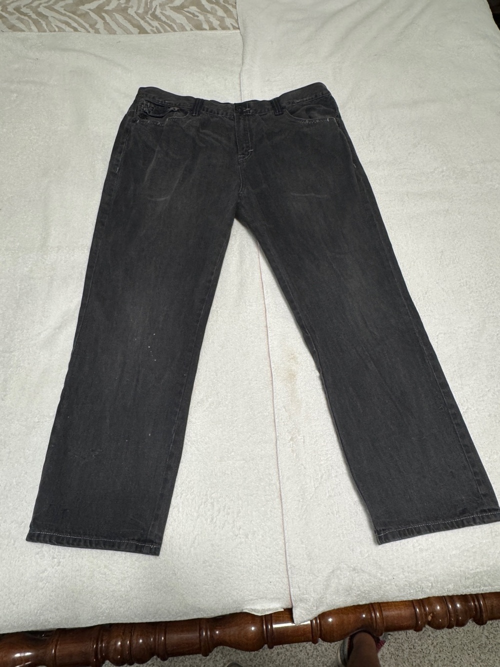 Marc Ecko Pants Mens 40x29 Black Denim Jeans Bootcut Fade Grunge Casual Adult